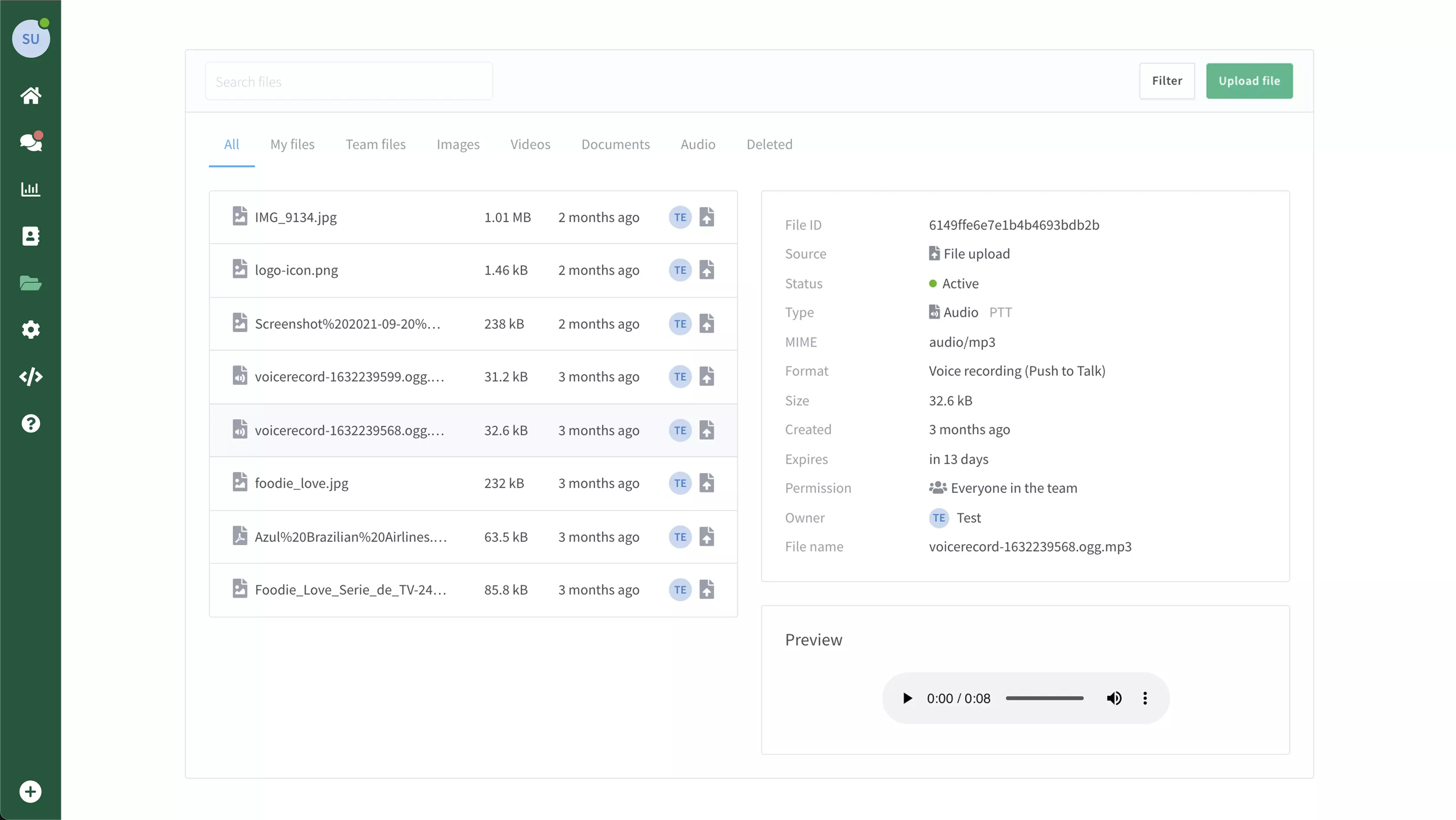 Captura OneChat: archivos y multimedia en el chat